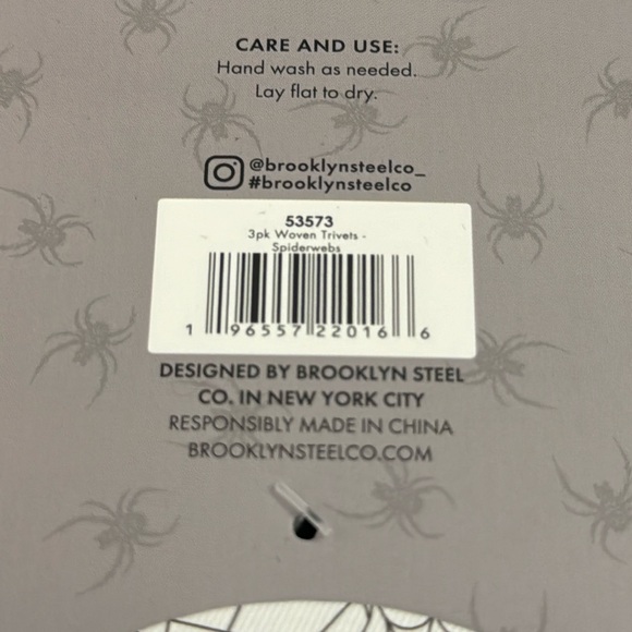 3pc BKLYN Steel Co. Round Woven Trivet Set- Spiderwebs - 8” In Diameter - Picture 4 of 5